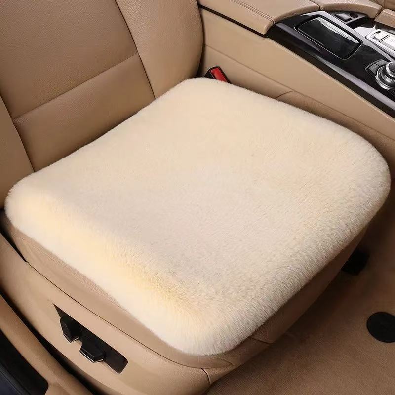 Five-piece set of winter-proof, faux rabbit fur car seat cushions, designed to keep you warm, with a non-shedding, universal fit for all car seats