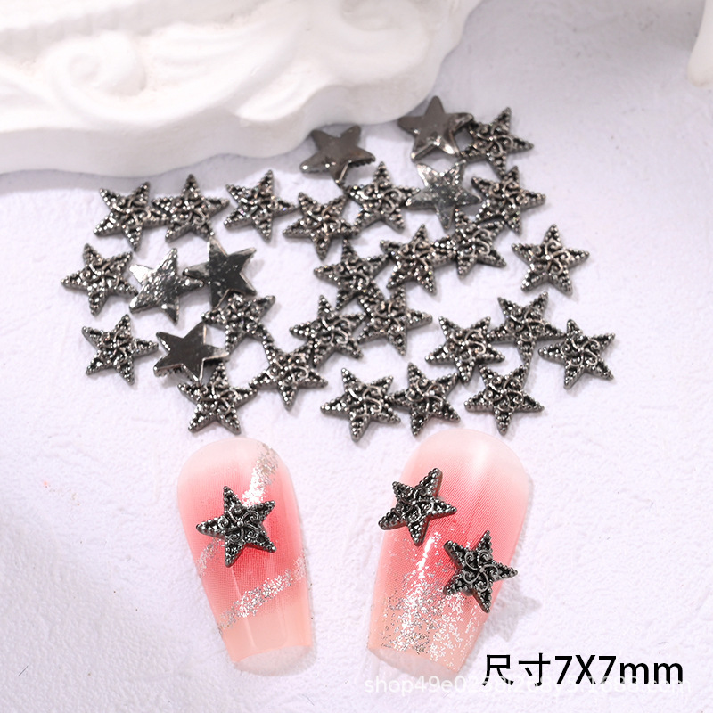 新しいクロスボーダーネイルアートアクセサリー合金ミニ五芒星ネイルウェアラブルネイルデコレーションレトロネイルアートメタルスター|undefined