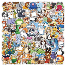 100张跨境卡通可爱小动物涂鸦贴纸行李箱笔记本防水装饰贴画批发