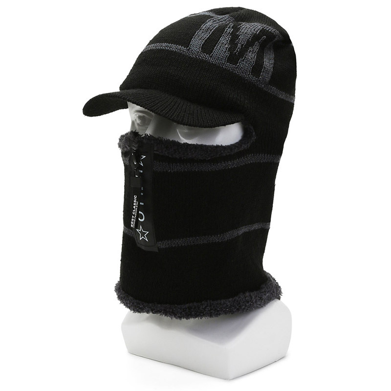 Winter plush and thick woolen men with a zippered head cover, knitted for women riding bicycles, windproof cotton hat_voghion.com
