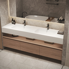 進口杜邦杜麗家可麗耐一體盆簡約輕奢風浴室櫃衛生間洗手盆組合