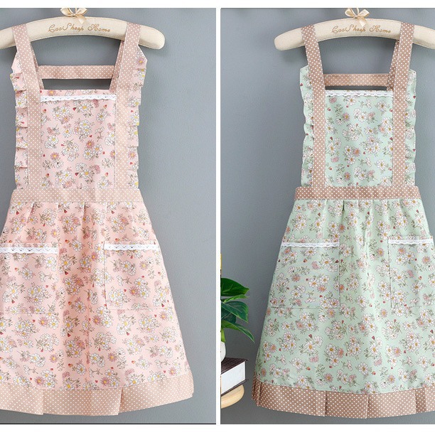 Estilo coreano nuevo impermeable lindo floral delantal transpirable hogar cocina cintura de las mujeres de moda pequeño fresco resistente al desgaste