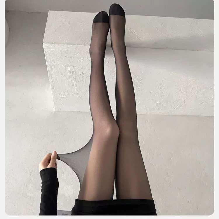 ❤Yinleman Town upgraded button style bare leg artifact, natural and natural detachable replacement double layer plus velvet leggings