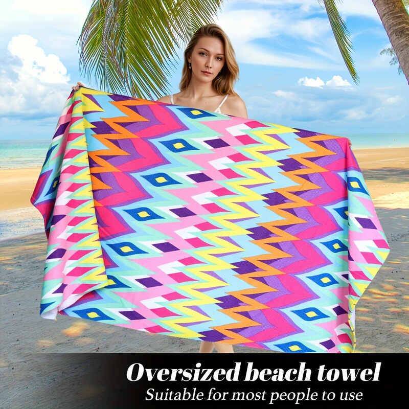 Oversized Microfiber Beach Towel - Soft, Lightweight, Quick-Drying Towel with Fun Print