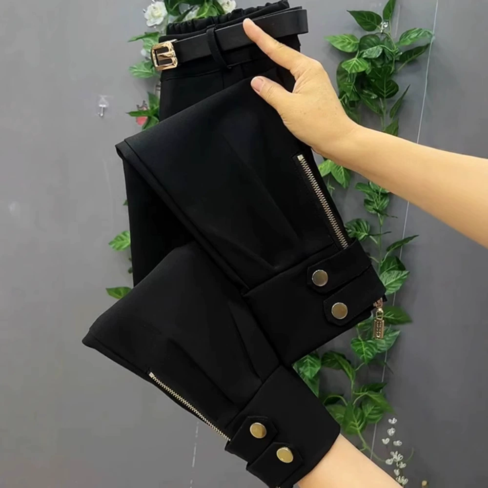 Брюки-шаровары на молнии маленькие ноги брюки шаровары женские весенние новые плюшевые толстые повседневные брюки свободные ножки Мартин брюки