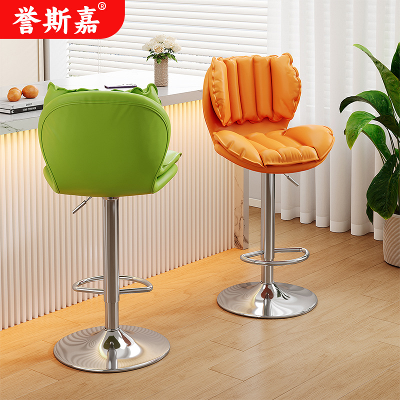 Bar Chair High Stool Lift Rotating Home Simple Bar Chair Silver Front Desk Back Chair Coffee Fast Food Bar Stool