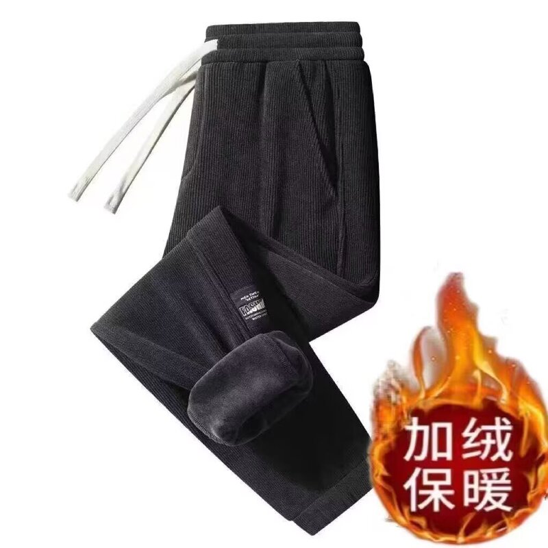 秋冬季男士舒适灯芯绒休闲保暖长裤男简约加绒加厚长裤外贸跨境|undefined