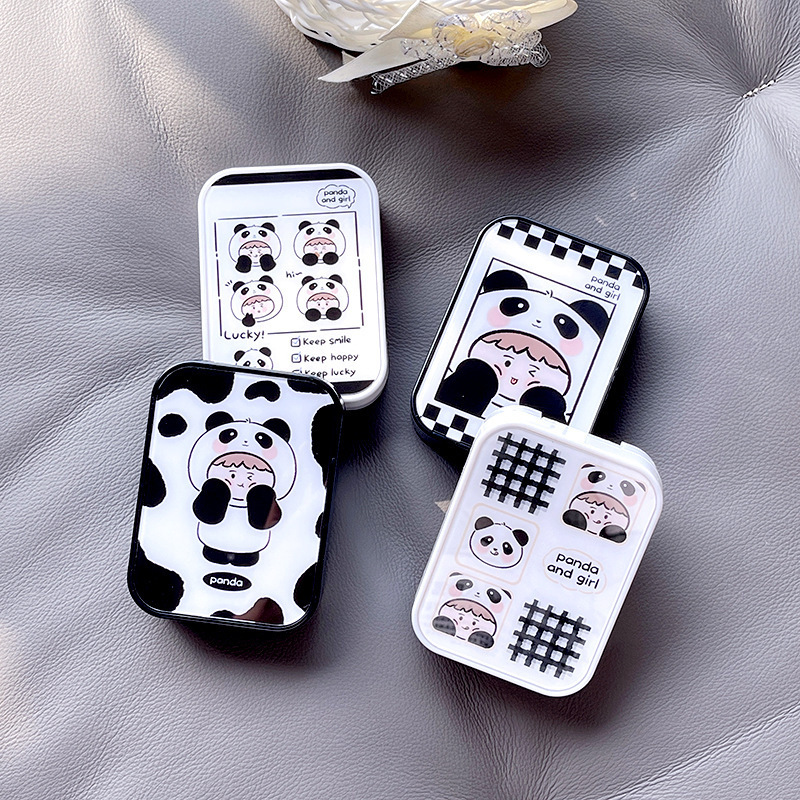 Cartoon Contact Lens Case, Two Pairs of Cute Contact Lens Companion Boxes with Mirrors, Can Be Customized with Pictures 5050