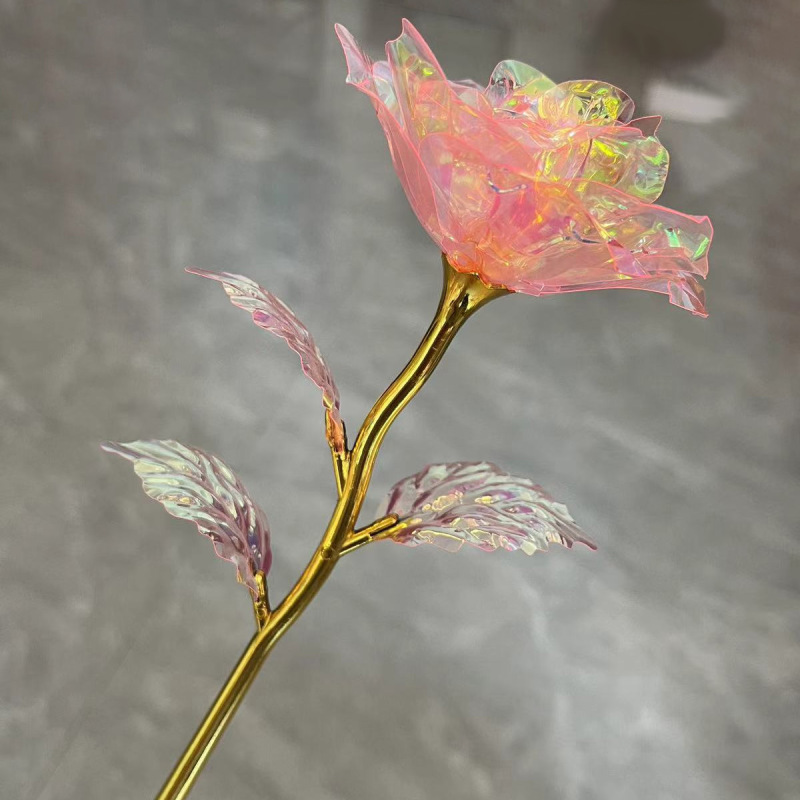 批发520七夕情人节礼物 24K彩金玫瑰花礼盒 发光单支金箔镀金玫瑰|undefined