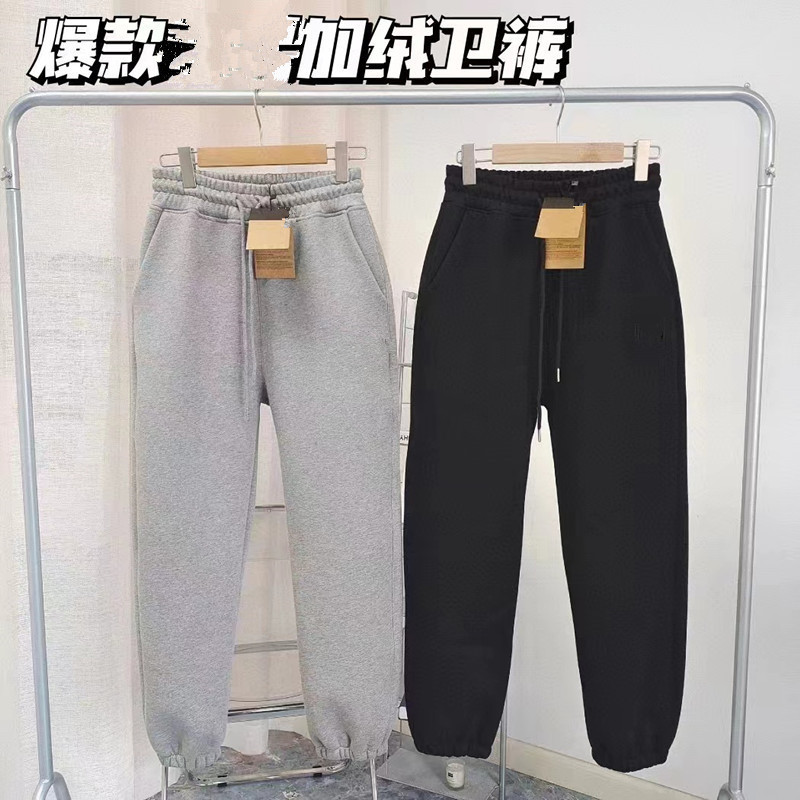 New autumn and winter North Face small label couple sweatpants fleece-lined thickened surface casual all-match loose ankle-tied harem pants