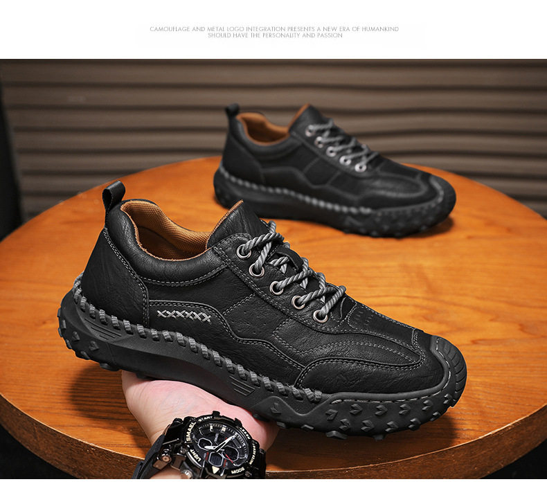 Giày lười nam da đế bằng khâu tay hở, giày slip-on cổ thấp ngoài trời cỡ lớn — 9893 nâu nhạt, 9893 nâu sẫm, 9893 đen chi tiết 17