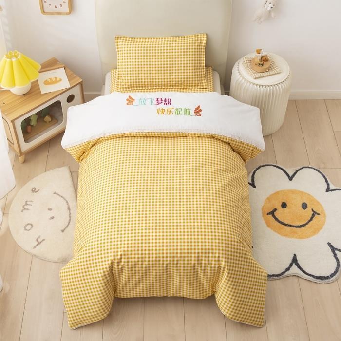 BBN 순면-노란색과 흰색 격자