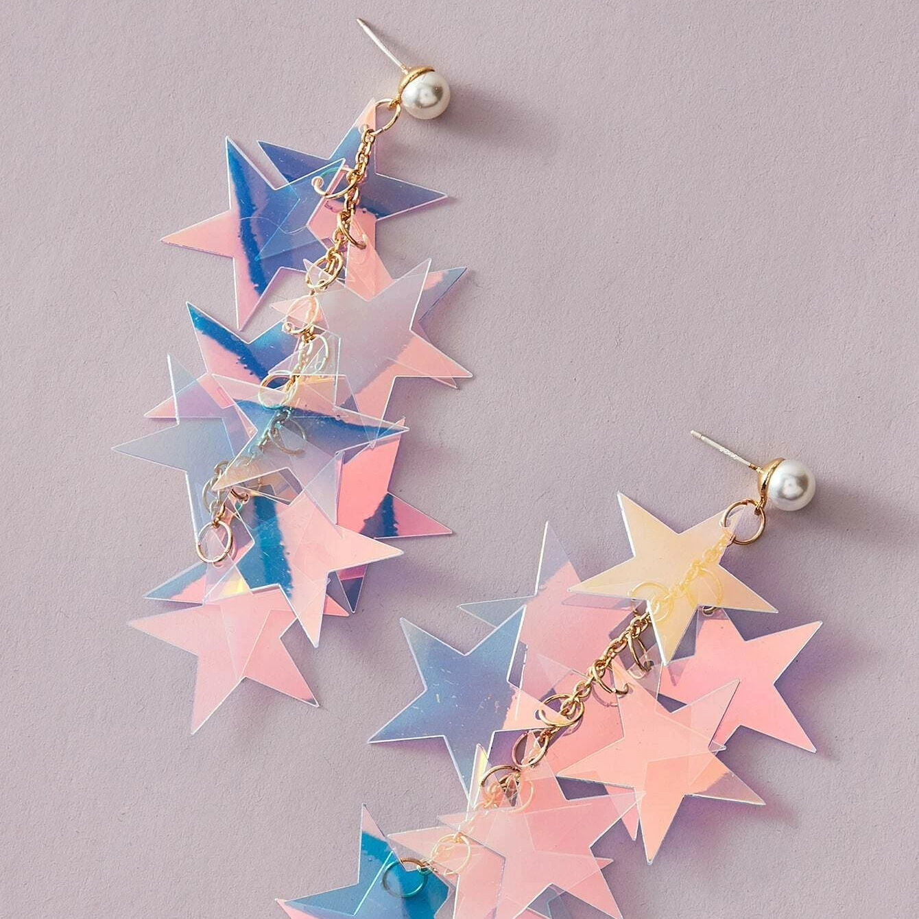 Street Occasion Alloy Material Star Pattern 1 Pair Simple Style Star Plating Alloy Drop Earrings