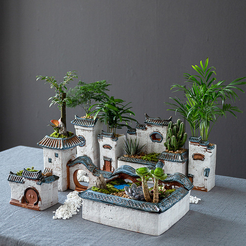 Asparagus Zen house home decoration ornaments bonsai small old pile succulent flowerpot ceramic landscaping dry flower vase