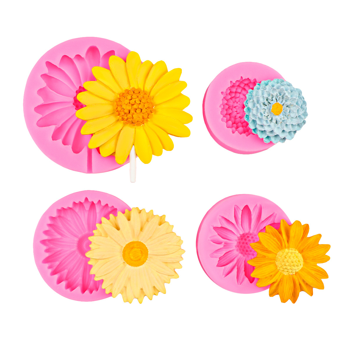 Molde de flor de durazno de margarita de girasol