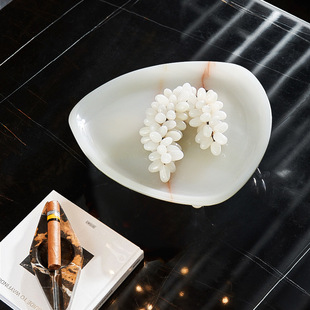 Scandinavian Accessible Luxury Marble Triangular Fruit Plate Geometric Ornaments Model Room Home Living Room Dining Table Soft Decorations