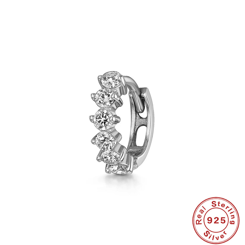 Nueva moda europea y americana simple ins estilo S925 plata esterlina cartílago piercing ZIRCON diamante anillo oído hebilla pendientes