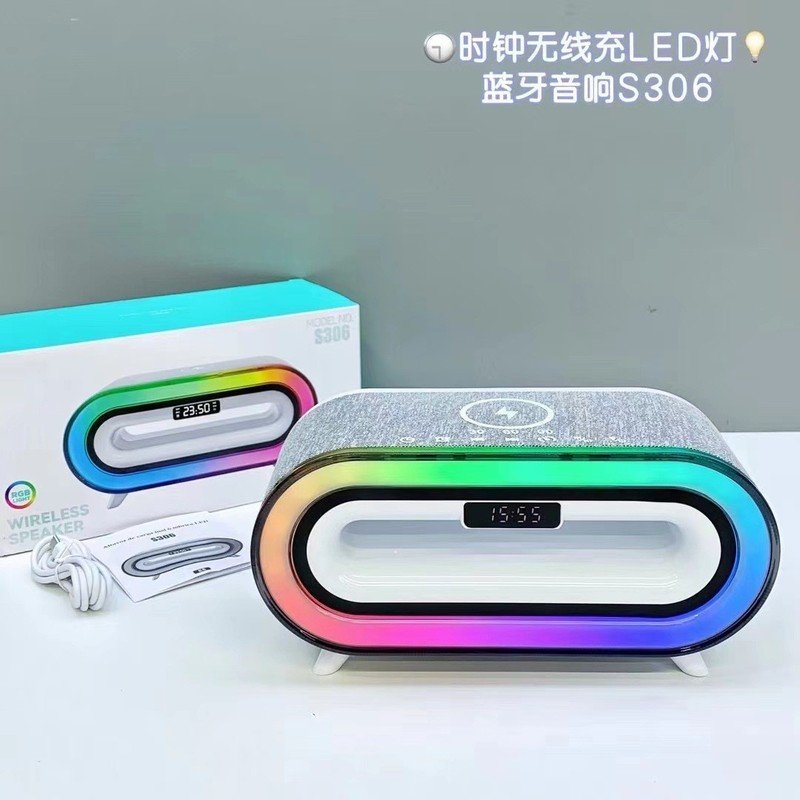 新しいワイヤレス充電 Bluetooth スピーカー A916 デスクトップコンピュータ RGB カラフルな目覚まし時計オーディオ s306|undefined
