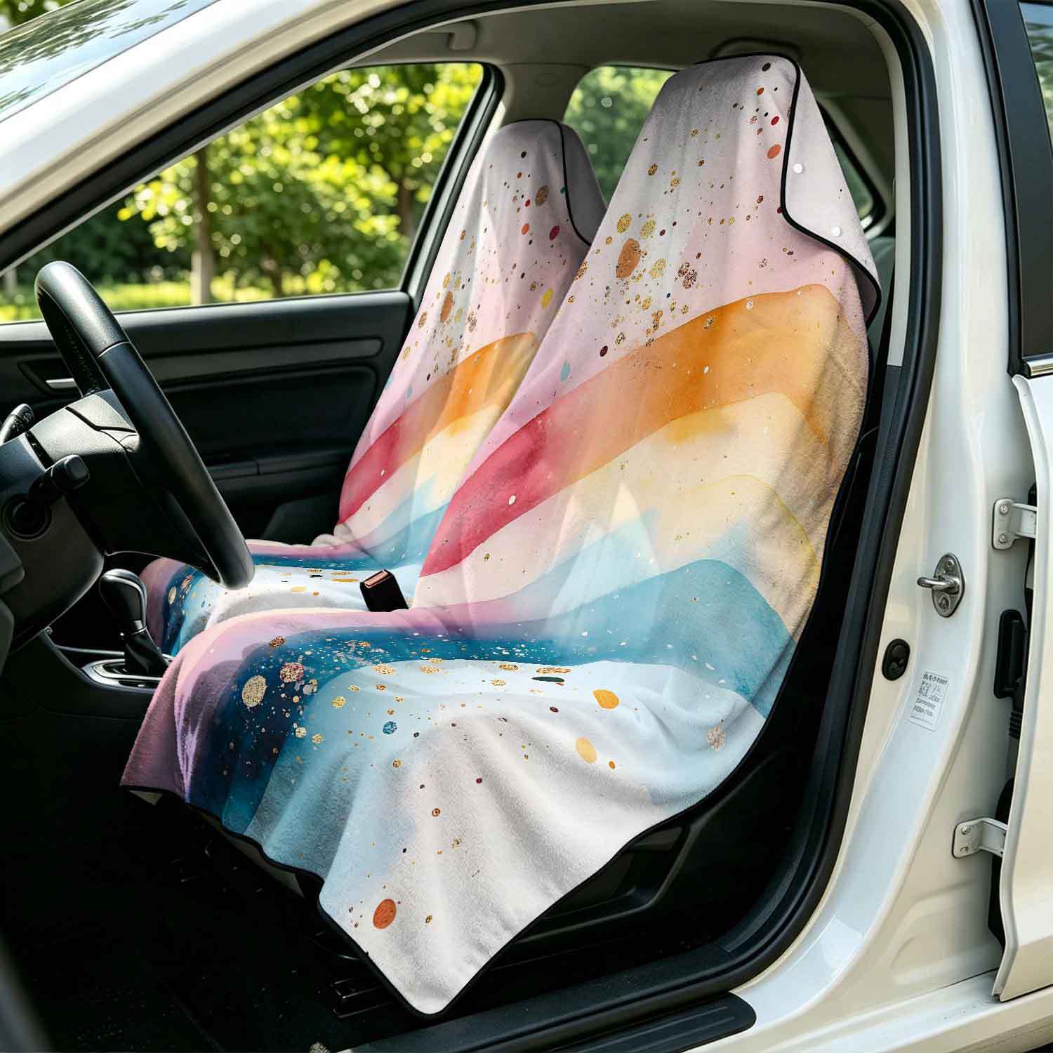 2-piece dual-use car seat cover, ultra-fine fiber, can be used as a beach towel, printed car protective seat cover 6
