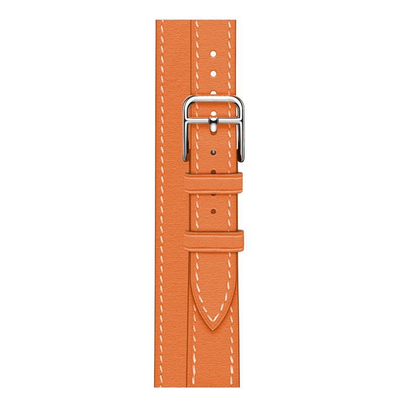 Correa de adelgazamiento de cuero genuino para Apple Watch iwatch8/7/6/5/4/3/SE doble círculo correa de cintura pequeña