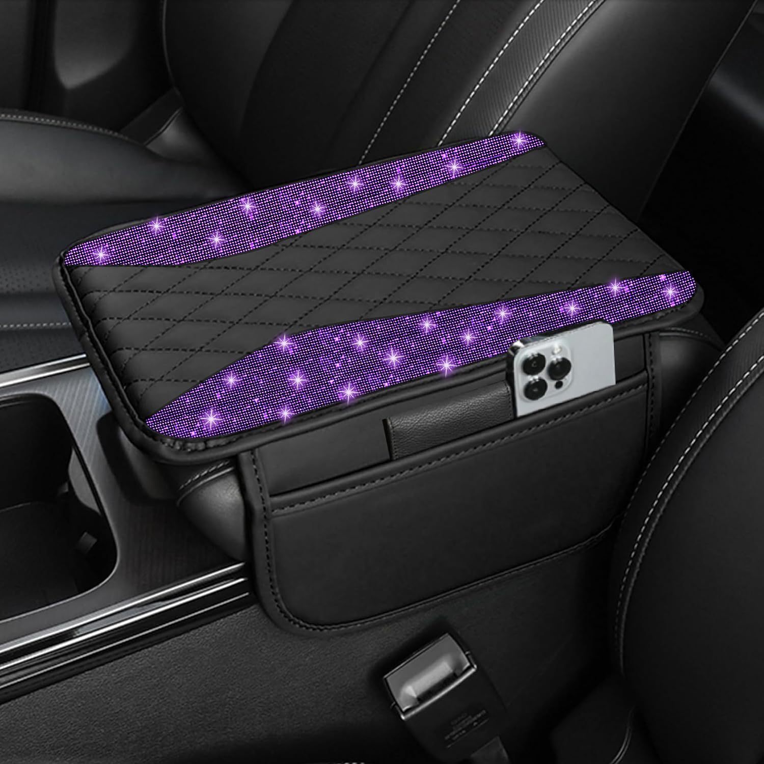 New Model Central Car Armrest Box Mat, Cross-Border Hot-Selling Diamond-Encrusted Height-Increasing Cushion Cover, Protective Cover with a High-End Feel, Car Accessories
