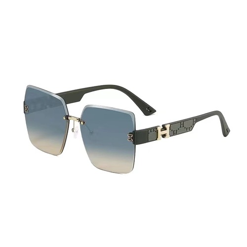  New Trendy Women's Frameless Sunglasses Anti-UV Fashion Glasses Gradient Color High-end Street Photography Sunglasses