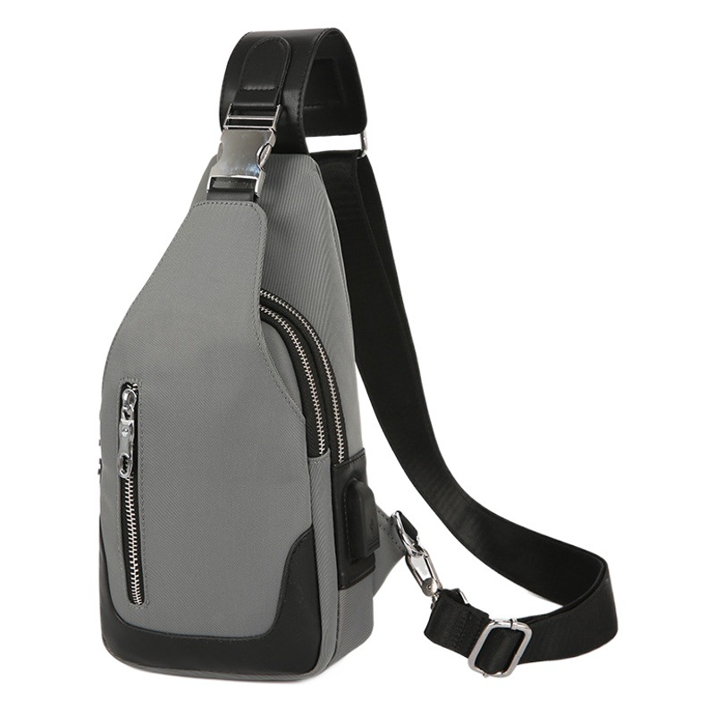 Bolsa de pecho de tela Oxford transfronteriza Bolsa de mensajero de negocios de estilo coreano para hombres Bolsa de hombro de bloqueo resistente al desgaste resistente a los arañazos Mochila pequeña USB