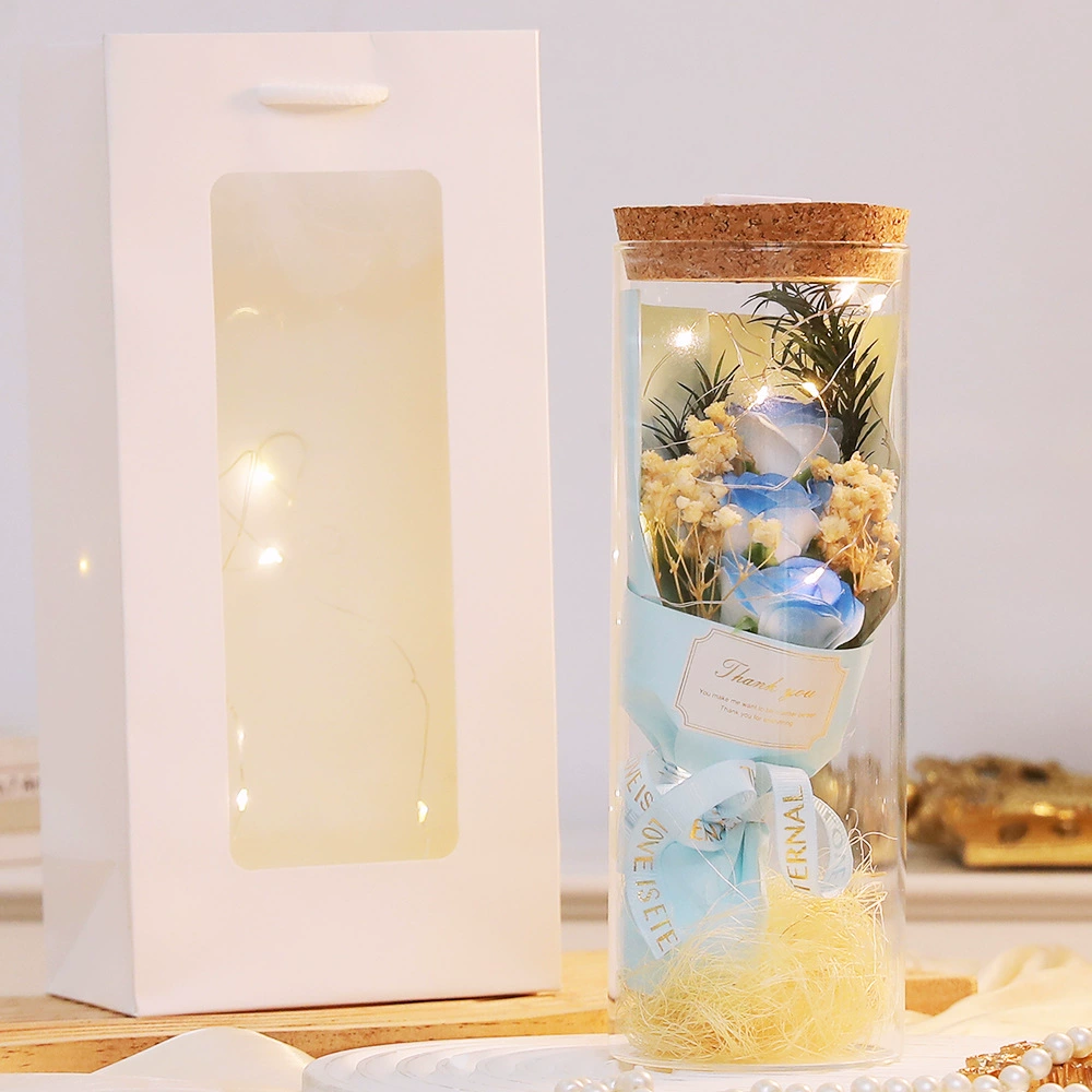 Подарочная стеклянная открытка ко Дню матери с букетом пожеланий Rose Eternal Bouquet Ornament Creative Dried Flowers 520 оптовая продажа