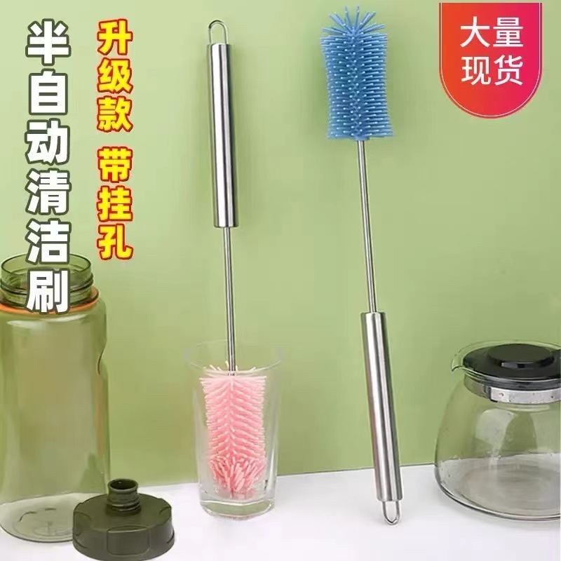 亚马逊爆款1000ml太空杯户外运动壶大口直筒杯子不锈钢手柄旋转刷|undefined