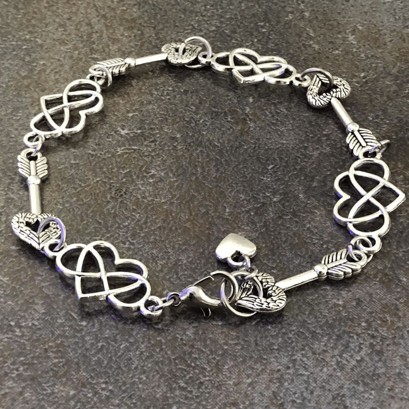 Infinite Love Bracelet Cupid's Arrow Bracelet Valentine's Day Gift Victorian Charm Jewelry Infinite Love Bracelet Cupid's Arrow Bracelet Valentine's Day Gift Victorian Charm Jewelry