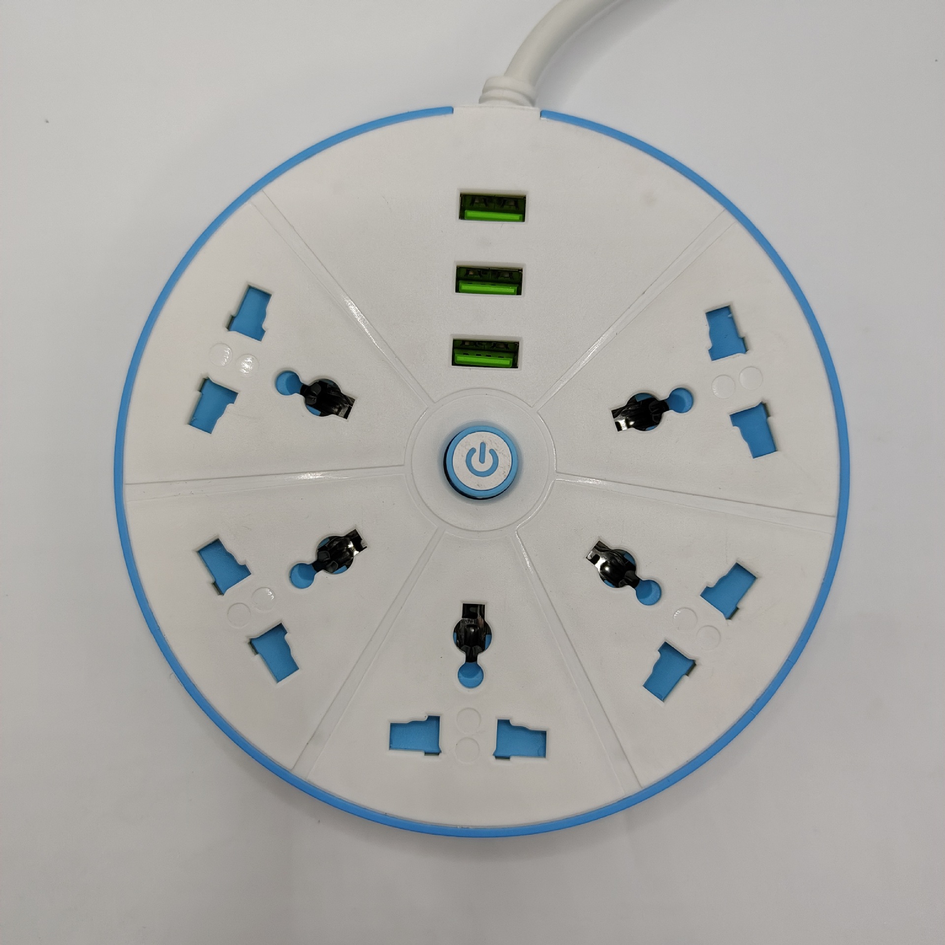 欧规插头跨境外贸欧规英规万能孔多USB桌面圆盘家用插排厂家批发