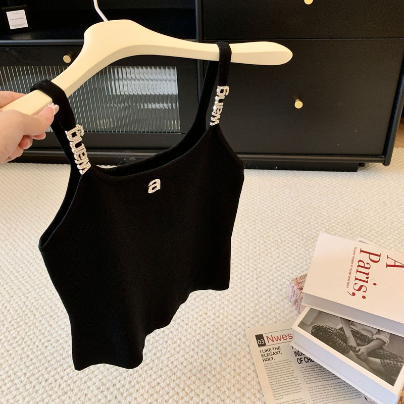 2026 New Design Metallic Letter Camisole Sweet Cool Hot Girl Sleeveless Knit Top Wholesale 2026 New Design Metallic Letter Camisole Sweet Cool Hot Girl Sleeveless Knit Top Wholesale