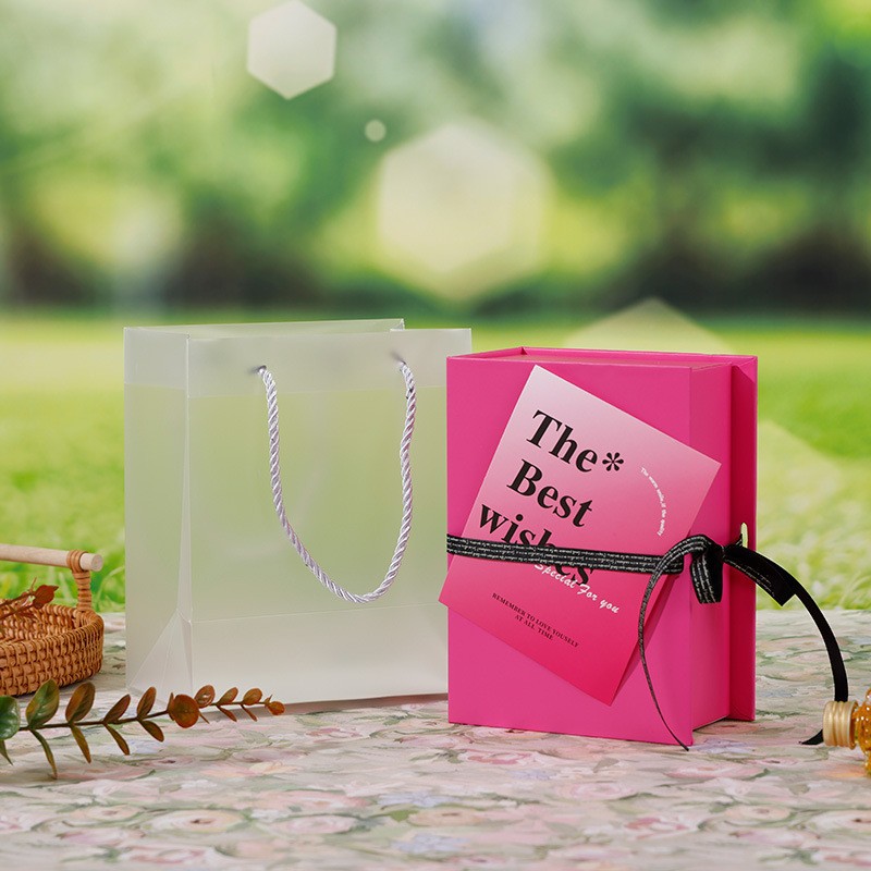 로즈 레드 - 선물 상자 + 선물 가방, 작은 크기: 19*12.5*8cm