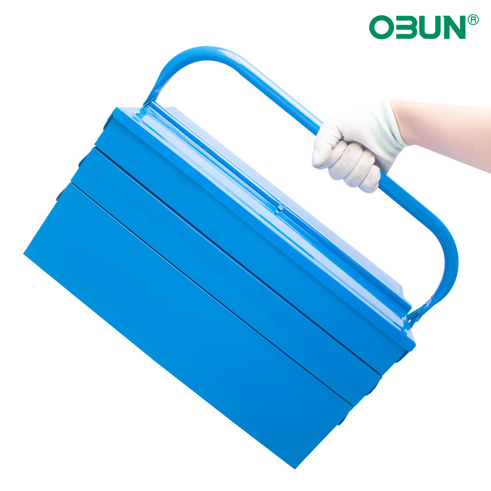 (2개) 제조업체는 2 층 3 층 철 도구 상자 파란색 휴대용 접이식 도구 상자 금속 저장 상자 3 팁 버킷 공급