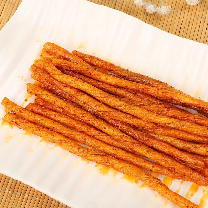 花椒雞四川風味素牛板筋豆角味辣條懷舊辣片麵筋休閒解饞零食批發