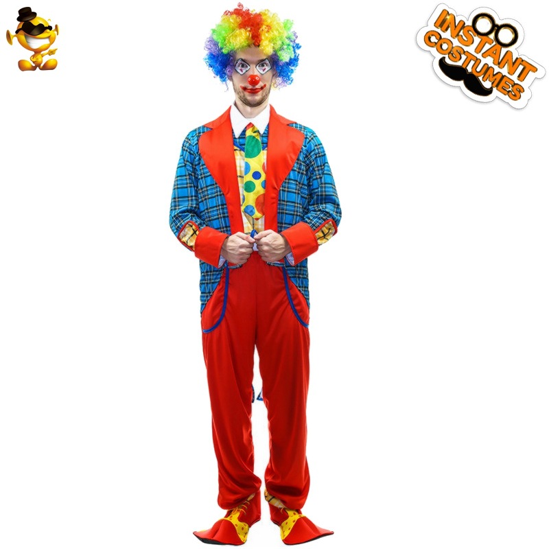 Grandes hombres payaso fiesta etapa rendimiento traje de Halloween Masquerade Cosplay divertido hombres payaso traje