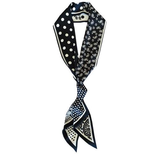 European and American Style Cashew Flower Pointed Tip Thin Long Elegant Small Scarf Long Striped Silk Scarf Women's Double-Sided Ribbon Spring Accessory