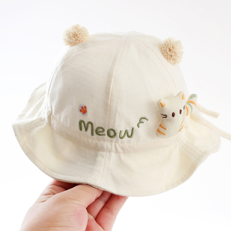 Sombrero de bebé algodón primavera y otoño delgado bebé mujer sombrero de pescador sombrero de sombrero ajustable otoño sombrero de bañera sol