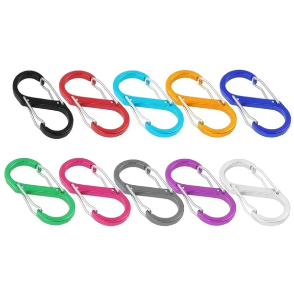 Outdoor Aluminum Alloy Carabiner Keychain, Outdoor No. 5 Figure-Eight S-Shaped Quick-Release Buckle, Can Add Logo, Backpack Buckle