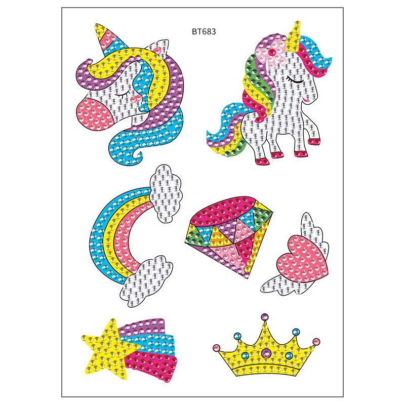 Nuevos pegatinas de taza de agua transfronterizas para niños dibujos de diamantes aleatorios pegatinas hechas a mano diy pegatinas de diamantes unicornios de dibujos animados mayorista