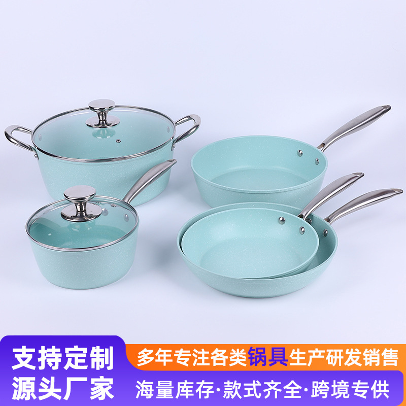 Nuevo conjunto de paneles transfronterizos de cinco piezas, arroz casero, paneles de piedra, paneles antiadherentes, cajas de regalo para reuniones anuales