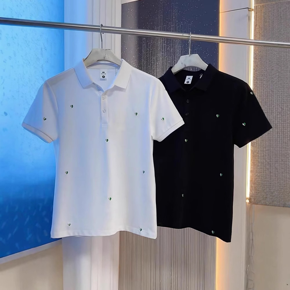 Ins Summer Lapel Simple Embroider Youth Versatile Breathable Polo Shirt Trendy Fashion Slim Half-Sleeved Top for Men