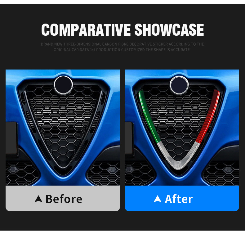Cross-Border Suitable for Alfa Romeo Juliet Real Carbon Fiber Grille Decorative Stickers Exterior Modification Decorative Stickers