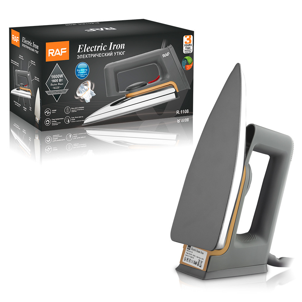 Plancha eléctrica de planchado en seco anticuada estándar europea RAF sin agua, sin transferencia de calor a vapor, parche de taladro de transferencia de calor, plancha eléctrica de chapa