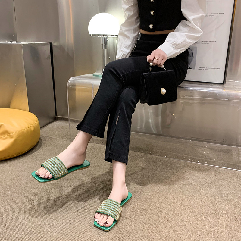 Damen Strass Hausschuhe Elegante Glitzer Pantoletten Für Sommer_voghion.com