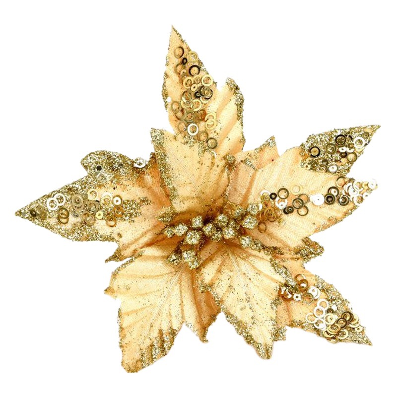 Flor artificial de Navidad DIY accesorios de decoración de Navidad tela de lentejuelas de doble capa de oro flor de la decoración de la boda de Navidad