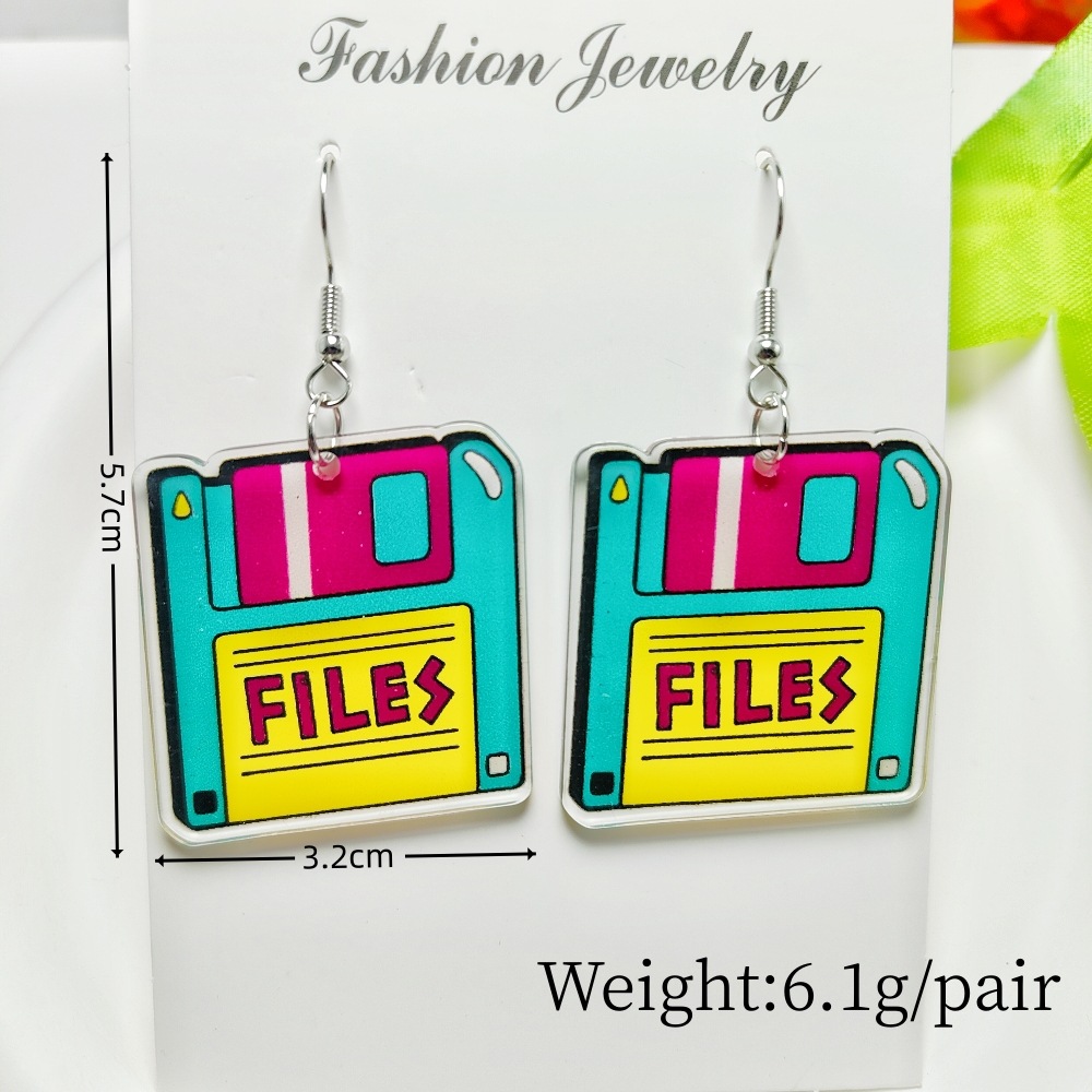 14g Weight Iron Ear Needle Material Drop Earrings Classification 1 Pair Quantity Holiday, Daily Occasion Acrylic Material Printing, Color Block, Rubik'S Cube Pattern Women's Gender Stoving Varnish Design Novelty Style 1 Pair Novelty Printing Color Block Rubik'S Cube Stoving Varnish Arylic Drop Earrings 30