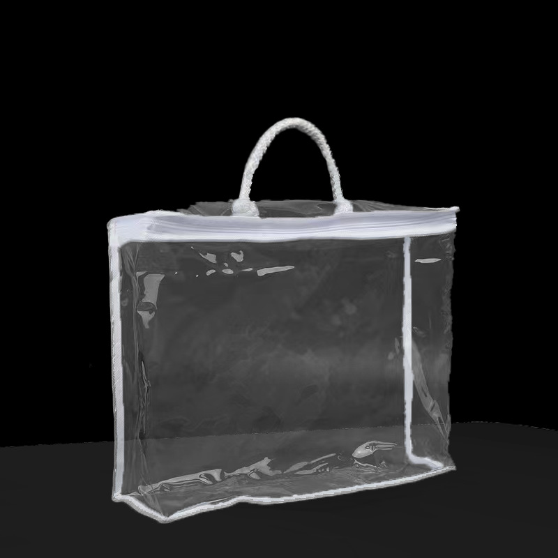 廠家訂制定做PVC鋼絲包定制訂做透明毛毯被子包裝袋拉鏈袋 手提袋