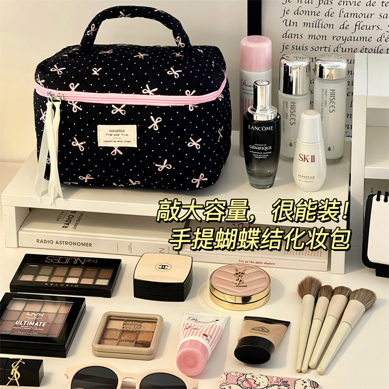 Nuevo punto de onda bolsas de maquillaje de arco de alta belleza bolsa de almacenamiento de viaje de gran capacidad bolsa de maquillaje bolsa de tocador bolsa de lavado