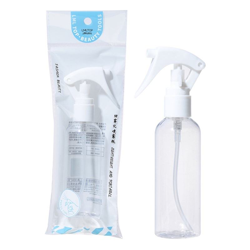 Lmltop 100mL botella de spray transparente PET pistola botella peluquería mano regadera mano botón botella de spray SY710
